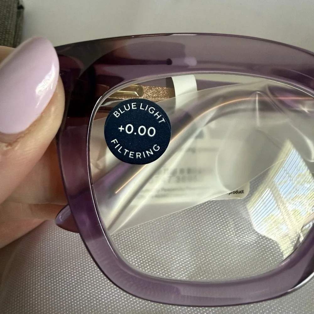 Peepers Women's Take a Bow Square Blue Light Glasses Purple Limited Edition